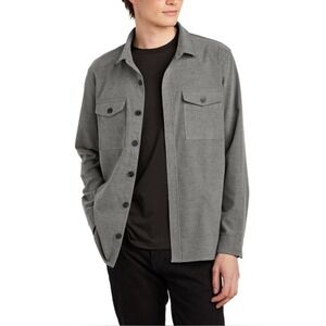 Mercer+Mettle Long Sleeve Twill Overshirt Gray Large Stretch Workwear Casual